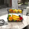 Kitchen Storage 2 Tier Countertop Fruit Basket Detachable Double Layer Vegetable Bowl For Home Stand