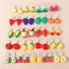 Dangle Earrings Fashion Fruits Cute Resin Strawberry Pineapple Lemon Banana Apple For Women Girls Birthday Party Jewelry Gifts