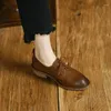 Chaussures habillées Eagsity Cow Suede en cuir British Style Brown Femmes décontractées Bloc Bureau talon Lady Brogue Oxford Derby