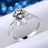 Cluster Rings Yanleyu Romantic Heart Engagement For Women Original Real Platinum PT950 1.0CT Moissanite Diamond Wedding Ring Jewelry