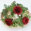 Décoratifs de fleurs décoratives Décoration de fête de mariage Couronnes d'hiver anneau de fleur artificielle anneaux de fleurs de soie pour bougies de pilier rose