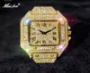 Drop Gold Men Watch Ice Out Lab Diamond Square Watches For Male Waterproof Hip Hop Bling Cool Hour Gift Whole Wristwatches5450680