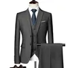 Blazers Set Suits para Menjacket Vest Calntsthree Piece Solid Business Casual Slim Fit Dress Formal Groom Tuxedo Casamento 240407