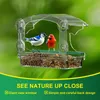 Clear Window Bird Feeder Detachable Seed Tray Acrylic Birds Feeders for Outside Mounted Viewing Wild Birds Bird House 240407