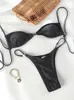 여성용 수영복 섹시한 수영복 단단한 비키니 타이 2024 끈 목욕복 컬러 비치웨어 여름 브라질 비키니 240408