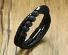 Black Braided Microfiber Leather Charm Bracelet Natural Lava Stone Beaded Bracelet Men Health Magnet Buckle Jewelry74412425897184