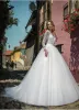 Berta 2024 Wedding Dresses Long Sleeves Lace Beach Bridal Gowns Hollow Lace-up Back Sweep Train A Line Wedding Dress