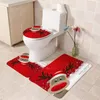 Douchegordijnen kerstgordijn badkamer set niet-slip tapijtomslag toiletbad mat leuk
