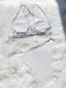 Женские купальники Сексуальные твердые лоскутные клады белые бикини, набор женщин, выпадая высокие купальники с высокой талией 2024 Летний ребристый купальный костюм