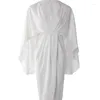 Robes décontractées mode femme 2024 blanc de profondeur v cape sexy robe longue pour les femmes