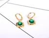 Boucles d'oreilles cerceaux Jeemango en acier inoxydable carré géométrique tendance verte CZ Crystal Bohemia Party for Women Girls JE21171