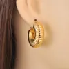 Hoop Earrings 18k PVD Gold Plated Chunky For Women Stainless Steel Twist Thread C Shaped Stripe Earring Jewelry AE23207