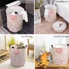 Laundry Bags Pink Cartoon Flower Foldable Basket Large Capacity Hamper Clothes Storage Organizer Kid Toy Bag