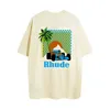 High Street RH Mrendy Brand Fashion Beach Sunset Print Mens Lose Cotton Mall Salline Fortem