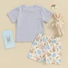 Ensembles de vêtements Focusnorm 0-4y Toddler Baby Boys Boys Vêtements de Pâques Ternites de la lettre à manches courtes