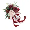 Decoratieve bloemen bruiloft kunstmatige pioenroos rozen bloemboeket ornamenten handheld voor bruidsfeestje