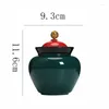 Storage Bottles Classical Tea Pot Ceramic Sealed Food Household Black Green White Tank Kitchen Container