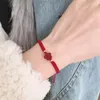 Bedelarmbanden glanzende u bloemen cinnabar rood geweven touwarmband voor vrouwen Chinese stijl mode -accessoire cadeau