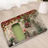 Bath Mats Retro Flower Window Bathroom Mat Old Brick Wall Blinds Flowers Plant Landscape Entrance Doormats Kitchen Bedroom Non-Slip Rugs