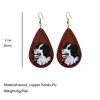 Stud Earrings Retro Printed Leather Animal Personality Exaggerated Wooden Geometric Water Droplets Fashion Earrings.