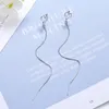 dangle earrings exquisite drop heart for womended wedding long tassel 925 Sterling Silver Jewelry Bijoux Gift