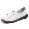 Casual schoenen Fashion Leather Women's Sneakers White Lace Up Flat Vulcanisatie Laag uitgesneden originele dames