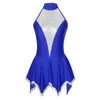 Stage Wear Women's Sequins Ballet Tutu Dress Sleeveless Backless Gymnastics Workout Leotard Performance Figure Ice Skating Dancewear