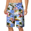 Shorts masculinos homens médios da cintura elástica cenário de verão peculiar estampa digital de cordão com tamanho de placa 42