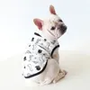 Hundkläder söt svart vit rutig kartong tryck husdjur sommarkläder xs-2xl franska tjur elastiska t skjortor västar