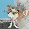 Fiori di nozze Bouquet da sposa vintage che tiene fiore artificiale Rosa di peonia per i centrotavola da tavolo per feste natalizie