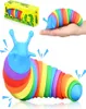 Fidget slug 3d articulado brinquedo arco -íris wiggle laterpillar sensorial worms sensorial alívio para criança bebês crianças meninos meninas 2512595