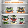 Kök Storage Nutrichef 24-stycken Superior Glass Food Containers Set-Stackbar design BPA-fria låsslock (grå)