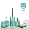 Dispensateur liquide Dispensier Articles de toilette Set Glass en verre Acrylique 5 pièces Brosse de toilette Lotion Bouteille à dents Boîte de support