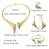 Dubai Gold Ploated Woman Sieraden Set Dames Luxe Blue Stone ketting Bracelet Ring Set Wedding Party Jood 240410