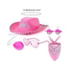 Bérets Pink Cowboy Hat Hingestones Mouriote de boucle de boucles de soleil Gift Counge pour cowgirl Scarf Carnivals Music Festival