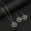 Brincos de colar Set Digit 2024 Heart Hollow Out Crystal e Drop Happy Year Gift for Women Girls Jewelry