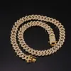 10/11/12mm Miami Cuban Link Chain Halsband Armband Set för män bling hiphop ised ut diamantguld Sier Rapper -kedjor kvinnor