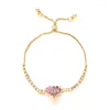Bracelets de liaison 2024 Vente de bijoux de coeur rose brillant forme de coeur zircon décoration bracelet féminin style doux adapté à l'usure quotidienne