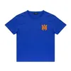 マルチカラーデザイナーTシャツメンT-シャツ半袖アミリエ印刷Tシャツグリーンコットンプルオーバーティーグラフィックマン