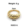 Högklass 18 K 316L rostfritt stål med guldfärg tarnish gratis croissant chunky guldringar för kvinnor damer vintage ring 240412