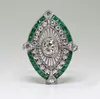 Antique Art Deco 925 Sterling Silver Emerald White Sapphire Floral Engagement Party Ring Dimensione Anniversario Giornata US 5 124933643