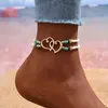 Strand Bohemia Heart Rice Perles de cheville pour femmes Bracelet aux pieds nus de coquille sur la jambe Bijoux de la chaîne de sandale de plage