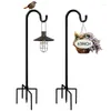 Hooks Outdoor Shepherd Hook With 5 Prong Base (2 Pack) 0.63 Inch Diameter Garden Hanging Pole For Bird Feeder Solar Light