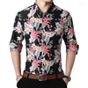 Mäns casual skjortor Fashion Print Shirt Spring Autumn Long Sleeve -knapp för män Business Floral Plus Size 6xl 7xl