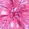 Dekorativa blommor 24 PCS Glitter Pinsettia Hollow Artificial Christmas Ornaments Xmas Tree Hanging Pendant (Pink)