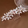 Hair Clips Wedding Combs For Bride Jewelry Shiny Rhinestone Leaf Headbands Hairpins Women Girls Party Accessories