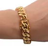 8mm/10mm/12mm/14mm/16mm/18mm Mens 18K Gold Plated Stainless Steel Bracelets High Polished Miami Cuban Link Punk Curb Gold Bracelets