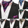 Bow Ties Ricnais Men Vintage Paisley Silkpattern Ascot and Pocket Square Gentleman Suit Wedding Formal Cravat Chusteerchief Set