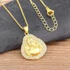 Pendant Necklaces Nidin Classic Exquisite Maitreya Buddha Necklace Inlaid Shiny Zircon Crystal Ladies Lucky Amulet Fortune Jewelry Gifts