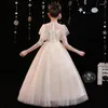 Sukienki dla dziewcząt sukienka kwiatowa Walk Show Piano Performance Modna puszysta przędzy wróżka powietrza